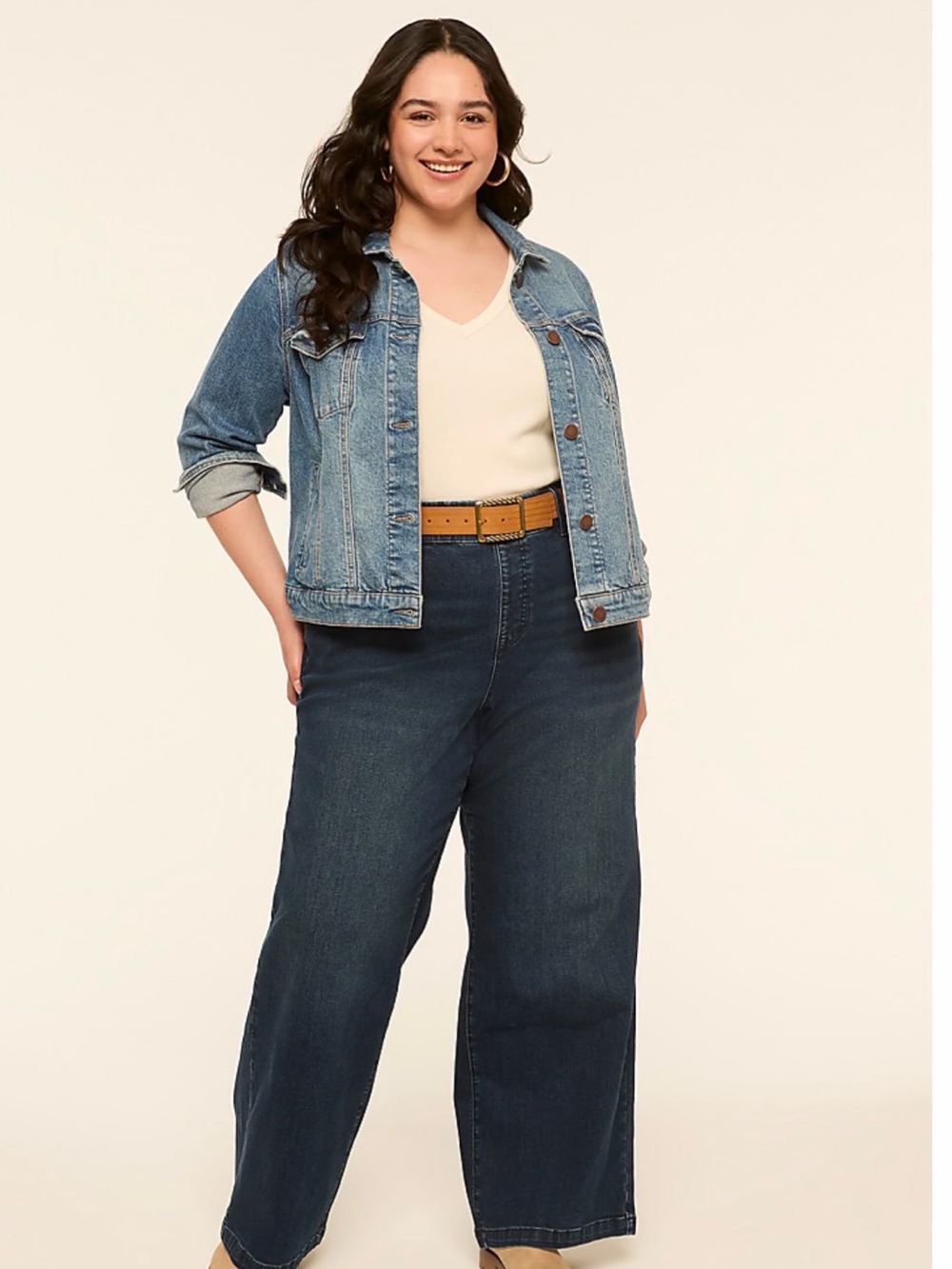 Pull-on Wide Leg High-Rise Women’s Jeans in Indigo Blue